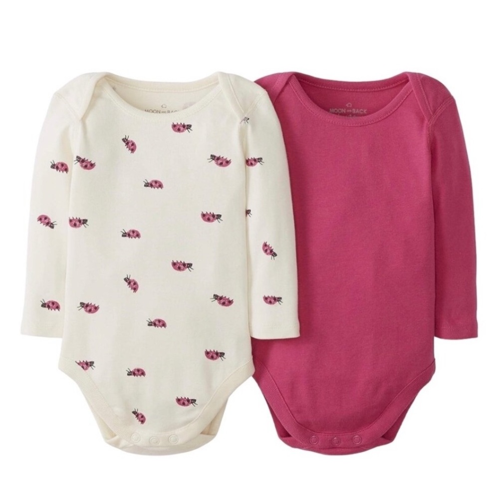 NWT Hanna Andersson 2 Pack Organic Cotton One Pieces Shirts Pink Ladybug Print